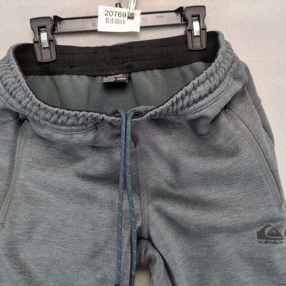 Quiksilver Gray Fleece Lined Sweatpants Men's S Elastic Waist Zip Pockets Jogger - Picture 10 of 10